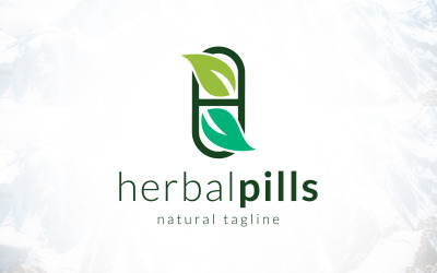 Logotipo de pílulas de ervas de drogas naturais