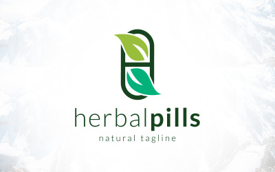 Piller naturliga droger örtmedicin logotypdesign