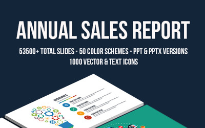 Kleurrijk jaarlijks verkooprapport PowerPoint-sjabloon