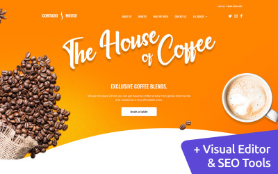 "Cortado House - Cafe MotoCMS" modèle de page d'atterrissage #83333