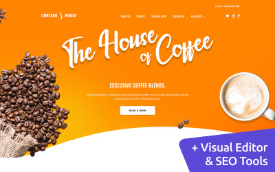 "Cortado House - Cafe MotoCMS" 着陆页模板 #83333