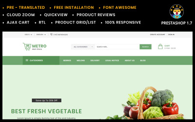 Responsive Metromart Grosseries Store Prestashop #83439