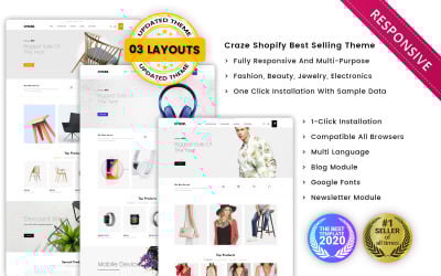Божевілля - Адаптивна преміум-тема Shopify від Multishop