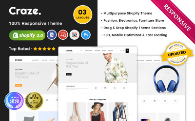 Craze - отзывчивая премиум-тема Shopify для мультишопа