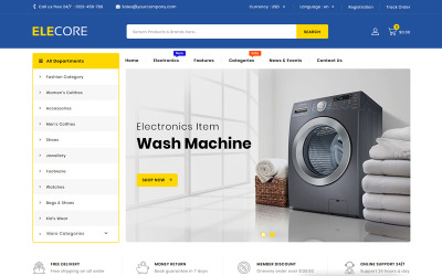 "Elecore - Electronics Store" - адаптивний PrestaShop шаблон №83670