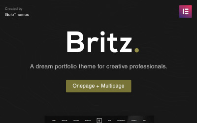 Britz - Minimální jednostránkové a vícestránkové portfolio WordPress téma
