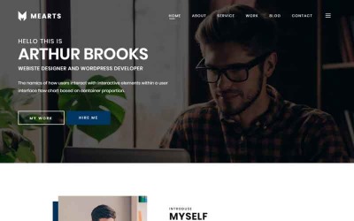 Tema WordPress Responsive #84162 "Mearts - Personal Portfolio"