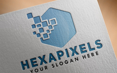 Modèle de logo hexa pixels