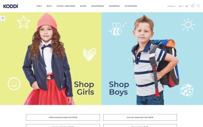 Koddi - Тема PrestaShop для чистого електронного комерційного завантаження для дитячого одягу