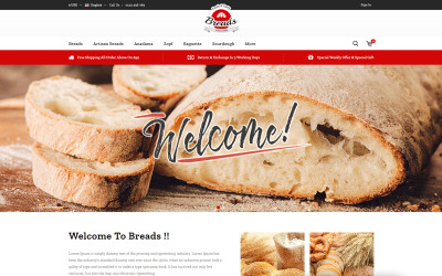 Responsivt Breads - Bakery PrestaShop-tema #84627