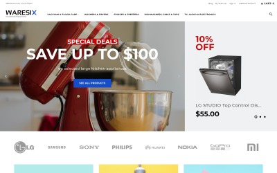 Magento Theme namens "Waresix - Household Equipment" #84722
