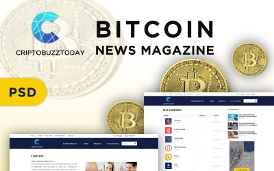 News Magazine Bitcoins PSD šablona