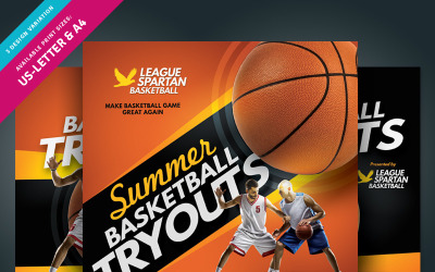 Flyer Basketball Tryouts - Huisstijlsjabloon
