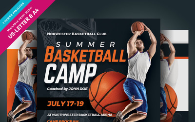 Folleto del campamento de baloncesto - Plantilla de identidad corporativa