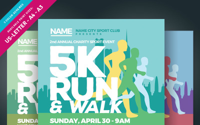 5K Run - & - Walk Event Flyer & Poster - Corporate Identity Template