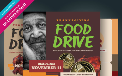 Flyer de collecte de nourriture de Thanksgiving - Modèle d&amp;#39;identité d&amp;#39;entreprise