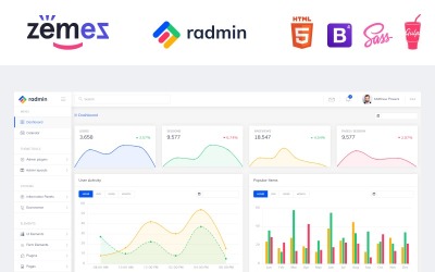 Radmin-多功能清洁仪表板管理模板