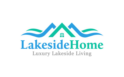 Дизайн логотипа роскошной недвижимости на берегу озера