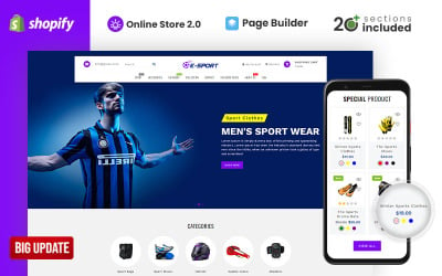 Esport Sports Store Shopify Tema OS 2.0