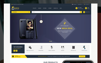 "Ledfix Mobile Store" - адаптивний OpenCart шаблон №85152