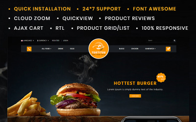 Tema OpenCart Responsive #85251 "Tostitos Food Store"