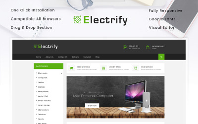 Responsivt Electrify - Digital Store Shopify-tema #85332