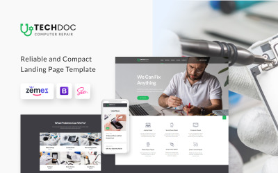 TechDoc — szablon strony docelowej naprawy komputera