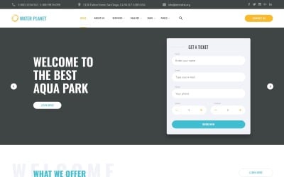 Water Planet - modelo criativo de várias páginas em HTML para parque de diversões