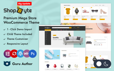 ShopByte — адаптивная тема Mega Store Elementor WooCommerce