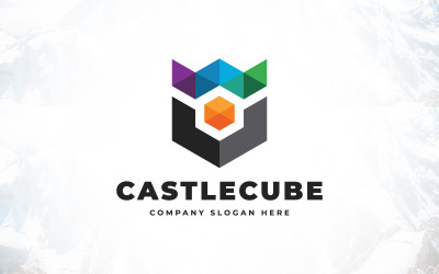 Design creativo del logo del castello esagonale