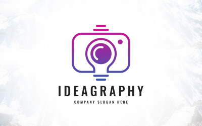 Kreatywny pomysł żarówki aparatu fotograficznego Logo