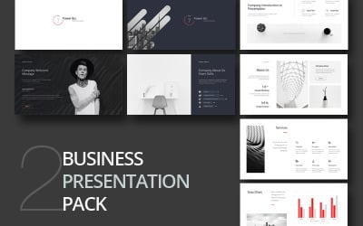2 Clean Business-presentatiepakket PowerPoint-sjabloon