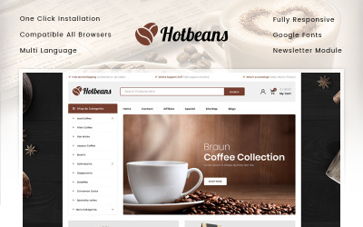 "Hotbeans - Coffee Store" Responsive OpenCart Template №85784