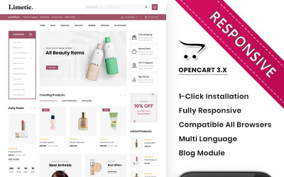 Limetic - Le modèle OpenCart du magasin de cosmétiques