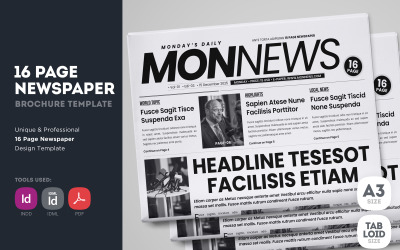 MonNews - 16 Page Newspaper Design Template