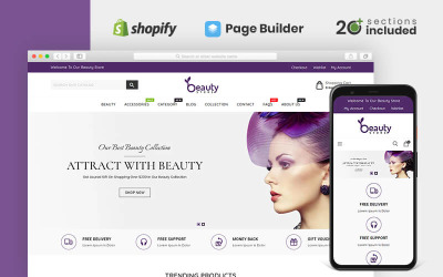 Responsywny szablon Shopify Beauty Cosmetics Store #85914