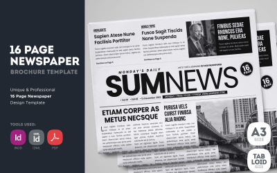 SumNews - Modelo de Design de Jornal de 16 Páginas
