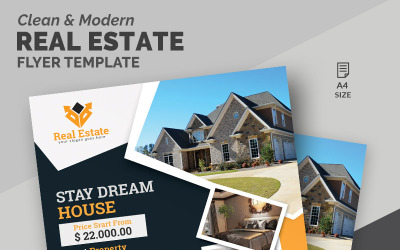 Conception de flyer immobilier moderne et propre - modèle d&amp;#39;identité d&amp;#39;entreprise