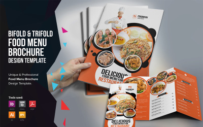 Dina - Food Menu Trifold Bifold Brochure - Шаблон фирменного стиля