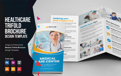 Medilife - Folheto com três dobras na área de saúde médica - modelo de identidade corporativa
