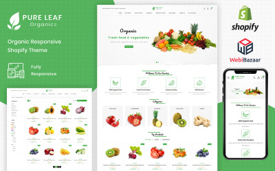 "Pureleaf Organic" - адаптивний Shopify шаблон №86041