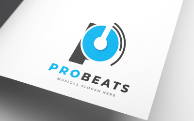 Letter P Pro Beats - Hörlurar Musiklogotypdesign