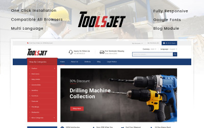 Template PrestaShop Responsive #86161 "Toolsjet - Hardware Store"