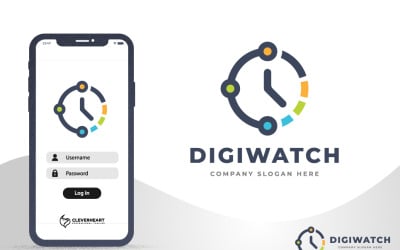 Логотип технологии Smart Digital Watch Data Time