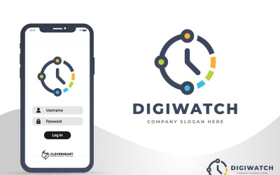Розумний цифровий годинник - логотип технології Data Time