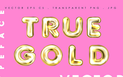 True Gold. Alphabet & Numerals Font