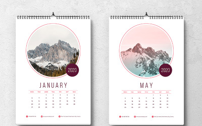Creative Wall Calendar 2020 With Circle Placeholder Images Planner 86505
