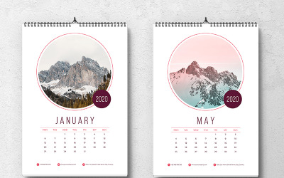 Creative Wall Calendar 2020 With Circle Placeholder Images Planner