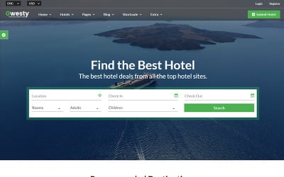 Gwesty - Шаблон веб-сайту для бронювання готелів