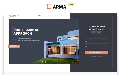 Responsywny szablon Landing Page ARMA - Construction Company Free Creative HTML Landing Page Template #86756